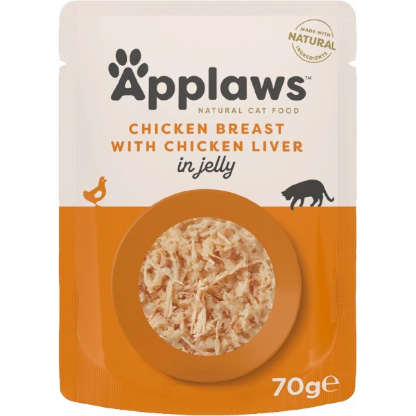 Applaws Chicken with Liver in Jelly Adult Wet Cat Food 70g X 16 Pouch in 1 Box