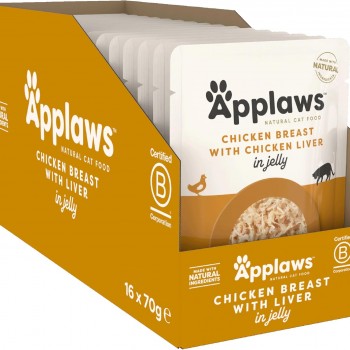 Applaws Chicken with Liver in Jelly Adult Wet Cat Food 70g X 16 Pouch in 1 Box