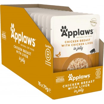 Applaws Chicken with Liver in Jelly Adult Wet Cat Food 70g X 16 Pouch in 1 Box