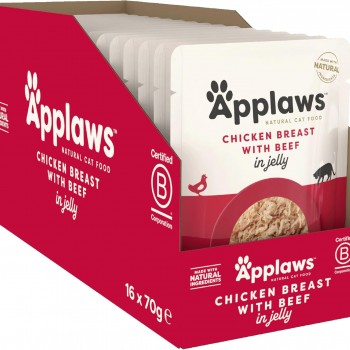 Applaws Chicken with Beef in Jelly Adult Wet Cat Food 70g X 16 Pouch In 1 Box