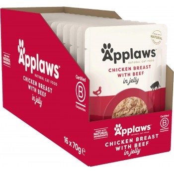 Applaws Chicken with Beef in Jelly Adult Wet Cat Food 70g X 16 Pouch In 1 Box