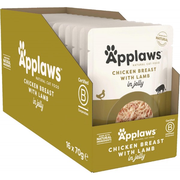 Applaws Chicken with Lamb in Jelly Adult Wet Cat Food 70g X 16 Pouch In 1 Box