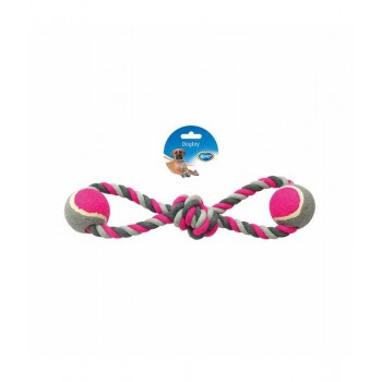 DUVO PLUS DOG TOY PINK ( COTTON ROPE & 2 TENNIS BALL ) DUVO PLUS DOG TOY PINK ( COTTON ROPE & 2 TENNIS BALL )