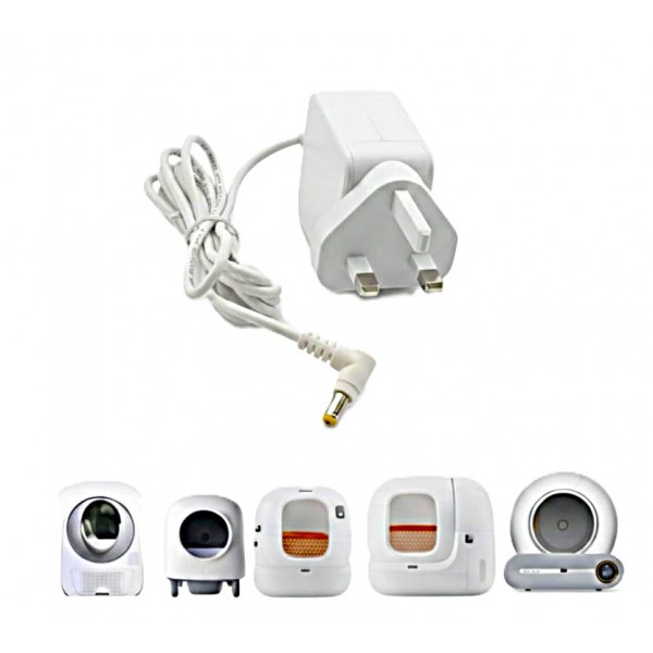 Adapter for Automatic Cat Litter Box, 12V 1.5A AC/DC Power Adapter, UK 3-Pin Plug, 18W Replacement Charger, Center-Positive, Compatible with Multiple Models