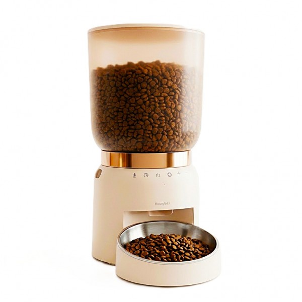 Automatic Cat Feeder 4.2L Light Coffee, Programmable Pet Food Dispenser for Cats and Small Dogs, 6 Meals per Day, Portion Control, 20-Second Voice Recorder, Anti-Clog System and Battery Backup