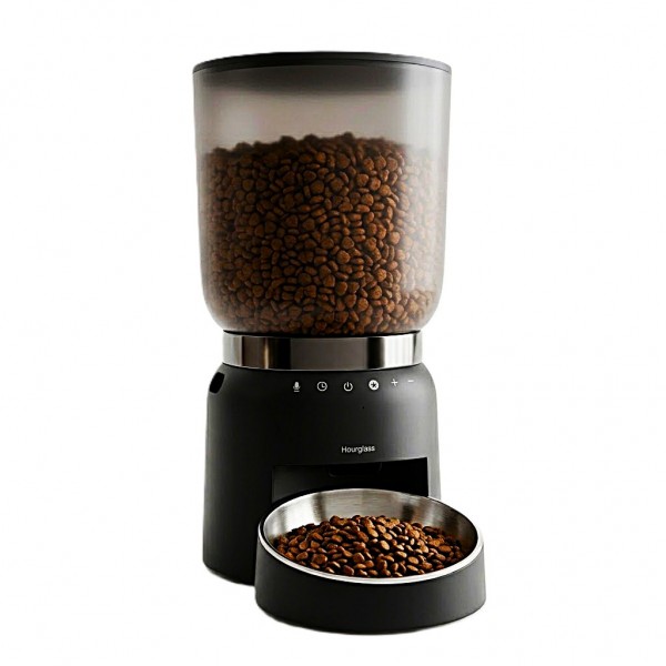 Automatic Cat Feeder 4.2L Black, Programmable 6-Meal Pet Food Dispenser for Cats and Small Dogs with Portion Control, Voice Recorder and Battery Backup