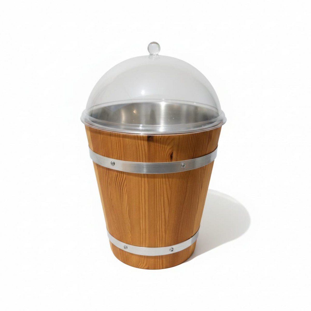 Multifunction Rustic Wooden Display Bucket with Clear Dome Lid ...