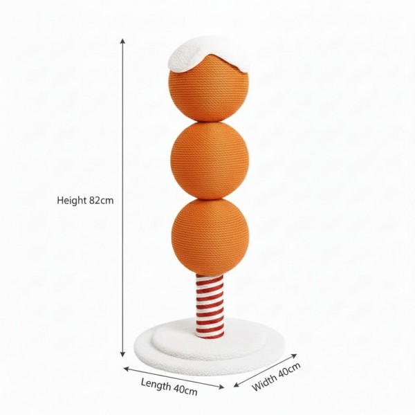 Cat Scratching Post with 3 Ball Claw Grinding Design, Extra Stable Base, Hemp Rope & Plush Finish, 82 cm Tall Indoor Cat Scratcher