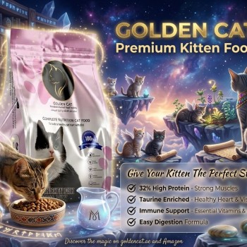 GOLDEN CAT Kitten Dry Food 3kg Chicken Fish Egg & Milk Flavor | 32% High Protein Premium Cat Food | Taurine, Vitamins & Minerals | Supports Growth, Digestion & Immunity