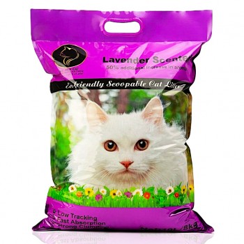 Golden Cat Bentonite Clumping Cat Litter 10L (8kg) – Lavender Scented, Strong Clumping Natural Clay, Odor Control, Dust-Free, Bacteria Prevention, Premium Scoopable Cat Litter
