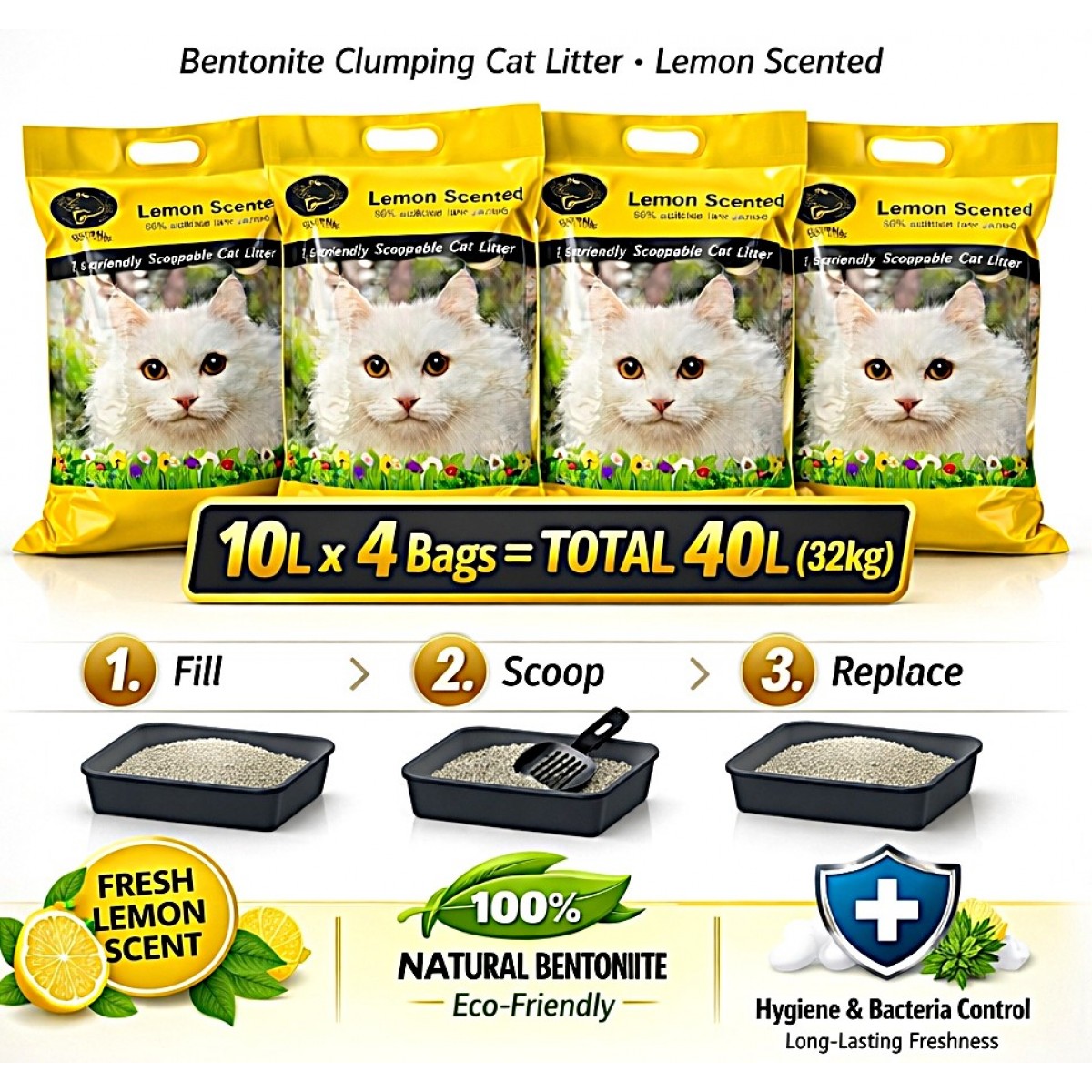 Golden Cat Cat Litter Lemon 8kg x 4bag ( Total 32 kg ...
