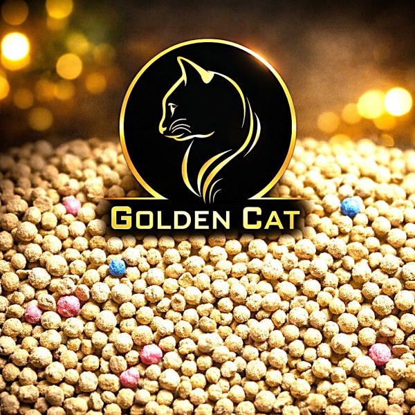 Golden Cat Bentonite Clumping Cat Litter 40L (32kg) – Lemon Scented (8kg x 4 Bags), Strong Clumping Natural Clay, Odor Control, Dust-Free, Bacteria Prevention, Premium Scoopable Cat Litter