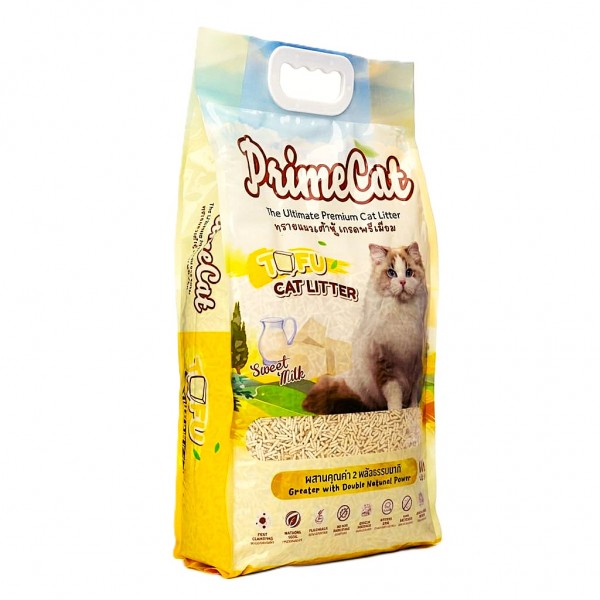 Prime Cat Tofu Cat Litter Sweet Milk 4.5kg (10L) Premium Natural Clumping Cat Litter Flushable Plant Based Soy Residue Dust Free Low Tracking Strong Odor Control Fast Absorption Safe for Kittens & Cats Multi Cat Household Eco Friendly Biodegradable