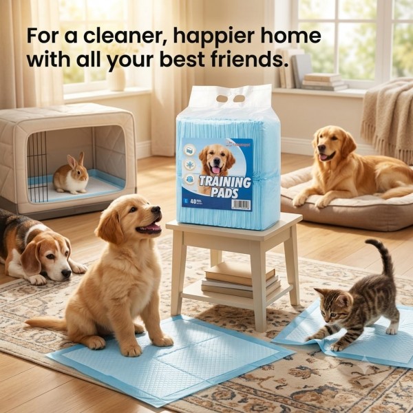 Pet Training Pads Super Absorbent dog Pads Anti Slip Toilet Pee Mat (40 PACK-60 X 60CM)