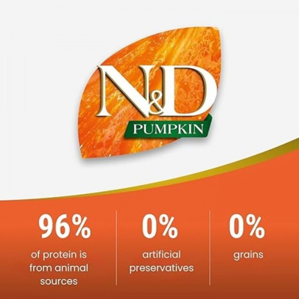 Farmina N&D Pumpkin Chicken and Pomegranate Adult Medium & Maxi Breed Dry Dog Food 2.5 kg | Grain Free Formula with 96% Animal Protein | Low Glycemic Diet with Pumpkin, Omega Fatty Acids and Digestive Support