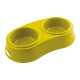 Georplast Premium Double Pet Bowl L (35×19×7 cm) – Lime Green | Anti-Slip Dual Dog & Cat Feeding Station | Durable Food-Grade Plastic Double Feeder for Food & Water | Easy Clean Non-Skid Pet Bowl