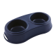 Georplast Premium Double Pet Bowl L (35×19×7 cm) – Navy Blue | Anti-Slip Dual Dog & Cat Feeding Station | Durable Food-Grade Plastic Double Feeder for Food & Water | Easy Clean Non-Skid Pet Bowl