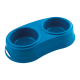 Georplast Premium Double Pet Bowl L (35×19×7 cm) – Blue | Anti-Slip Dual Dog & Cat Feeding Station | Durable Food-Grade Plastic Double Feeder for Food & Water | Easy Clean Non-Skid Pet Bowl