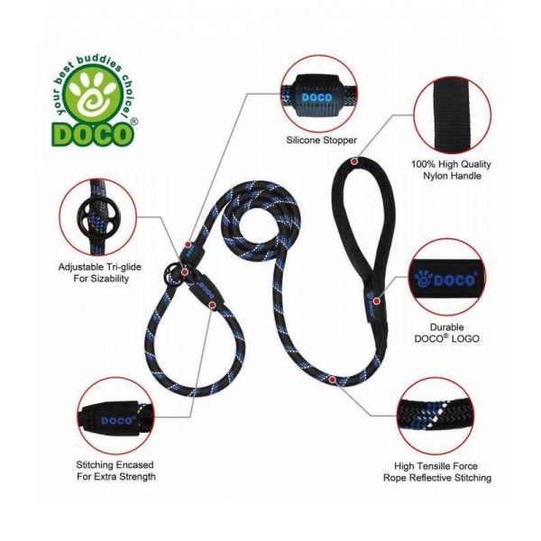 DOCO REFLECTIVE ROPE LEASH-COLLAR for dog ( 30 CM SAFETY ORANGE )
