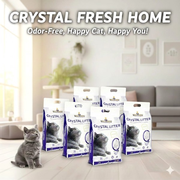 FURRY FRENZ Crystal Cat Litter 7 L (3 kg) – 6-Pack Bulk (Total 18 kg) | Silica Gel Cat Litter for Kittens & Adult Cats, High Absorbency, Odour Control, Easy to Clean, Long-Lasting, Lavender Scent