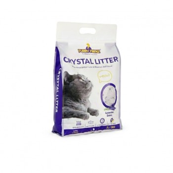 FURRY FRENZ Crystal Cat Litter 7 L (3 kg) – Silica Gel Cat Litter for Kittens & Adult Cats, High Absorbency, Odour Control, Easy to Clean, Long-Lasting, Lavender Scent