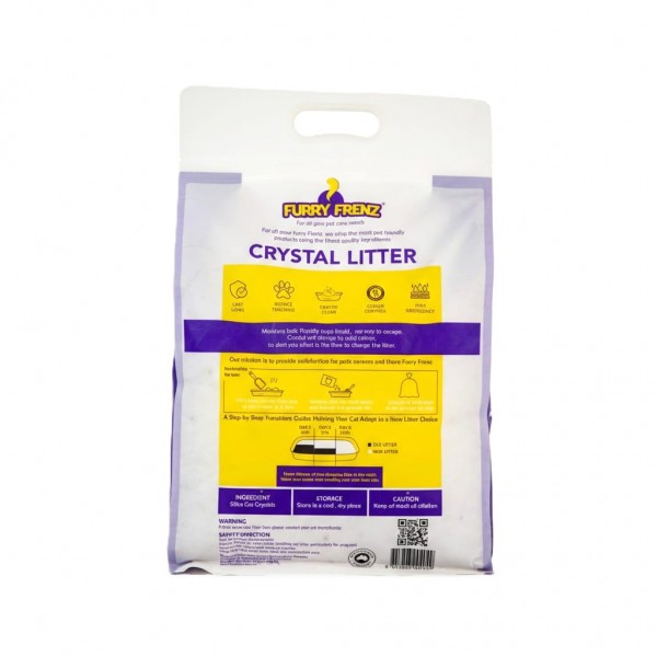 FURRY FRENZ Crystal Cat Litter 7 L (3 kg) – Silica Gel Cat Litter for Kittens & Adult Cats, High Absorbency, Odour Control, Easy to Clean, Long-Lasting, Lavender Scent