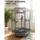 Jumbo Corner Parrot Cage – Black, 186 cm Tall × 110×110 cm Footprint – Pentagonal ‘Diamond’ Front, XXL Bird Aviary with Casters – DBB074-1