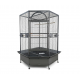 Jumbo Corner Parrot Cage – Black, 186 cm Tall × 110×110 cm Footprint – Pentagonal ‘Diamond’ Front, XXL Bird Aviary with Casters – DBB074-1