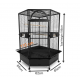 Jumbo Corner Parrot Cage – Black, 186 cm Tall × 110×110 cm Footprint – Pentagonal ‘Diamond’ Front, XXL Bird Aviary with Casters – DBB074-1