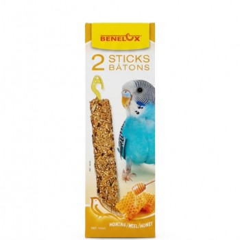 Benelux Bird Sticks with Honey – 2-Pack Treat for Budgerigars & Ornamental Birds | Healthy Nibble Toy with Vitamins