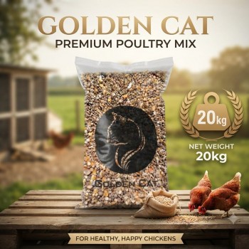 Golden Cat Premium Mixed Bird & Poultry Seeds 20kg Bag – High Protein Natural Whole Grain Feed for Chickens, Hens, Roosters, Pigeons, Doves & Wild Birds – Corn, Millet & Seed Blend