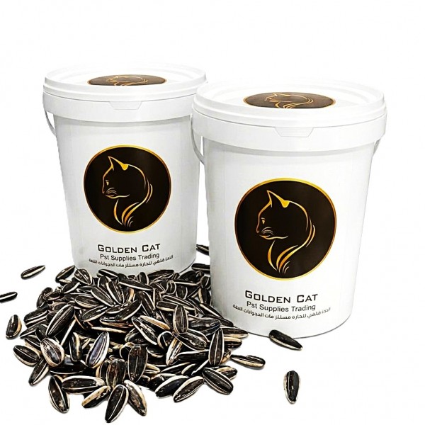 Golden Cat Premium Natural Whole Roasted Sunflower Seeds 2 x 2.5kg (5kg Total) Barrel Pack | High Protein High Fiber Bird Food for Parrots, Macaws, Cockatiels, Budgies, Lovebirds, Finches & Small Pets | Non-GMO, Product of Argentina