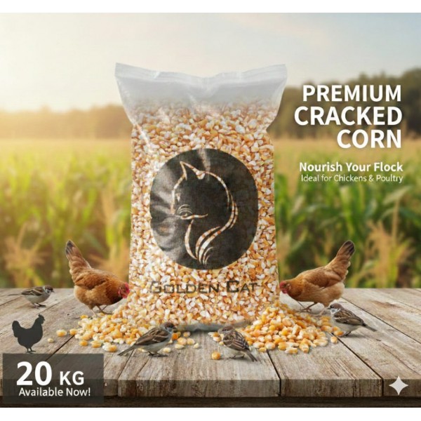 Premium Yellow Cracked Corn (Broken Corn) – 20kg Bag | High-Energy Feed for Poultry, Chickens, Ducks, Turkeys, Pigeons, Doves, Parrots, Budgies, Finches, Wild Birds, Rabbits, Horses, Goats, Sheep, Cattle, Deer & Small Animals