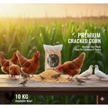 Premium Yellow Cracked Corn (Broken Corn) – 10kg Bag | High-Energy Feed for Poultry, Chickens, Ducks, Turkeys, Pigeons, Doves, Parrots, Budgies, Finches, Wild Birds, Rabbits, Horses, Goats, Sheep, Cattle, Deer & Small Animals