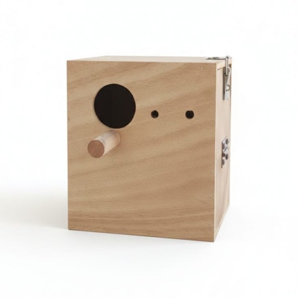 Wooden Bird Breeding & Nesting Box for Small Birds – Natural Wood Birdhouse with Perch & Easy-Clean Hinged Door – Cage or Aviary Mount – Size 20.5 × 18 × 22 cm