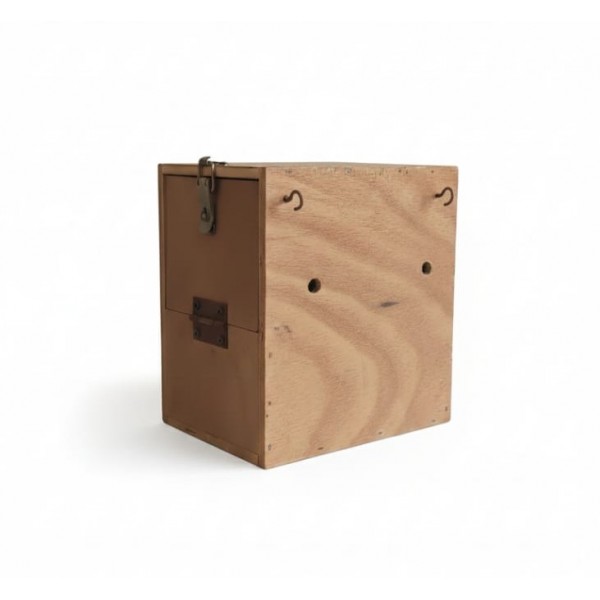 Wooden Bird Breeding & Nesting Box for Small Birds – Natural Wood Birdhouse with Perch & Easy-Clean Hinged Door – Cage or Aviary Mount – Size 20.5 × 18 × 22 cm