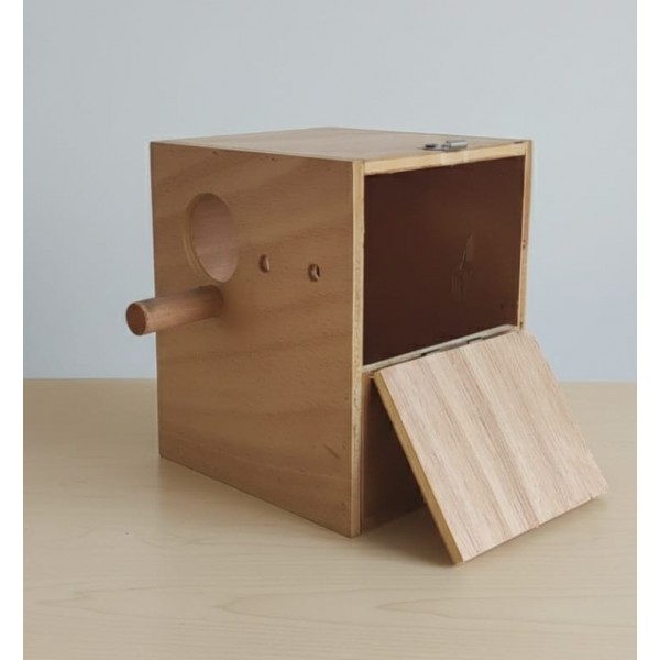 Wooden Bird Breeding & Nesting Box for Small Birds – Natural Wood Birdhouse with Perch & Easy-Clean Hinged Door – Cage or Aviary Mount – Size 20.5 × 18 × 22 cm Wooden Bird Breeding & Nesting Box for Small Birds – Natural Wood Birdhouse with Perch & Easy-Clean Hinged Door – Cage or Aviary Mount – Size 20.5 × 18 × 22 cm