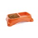Large Double Pet Food & Water Bowl | Dual Feeding Station for Cats & Small Dogs | Durable Plastic Multi-Pet Bowl (Color: Orange) (35 × 23 × 9 cm)