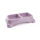 Large Double Pet Food & Water Bowl | Dual Feeding Station for Cats & Small Dogs | Durable Plastic Multi-Pet Bowl (Color: Baby Purple) (35 × 23 × 9 cm)