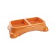 Large Double Pet Food & Water Bowl | Dual Feeding Station for Cats & Small Dogs | Durable Plastic Multi-Pet Bowl (Color: Orange) (35 × 23 × 9 cm)