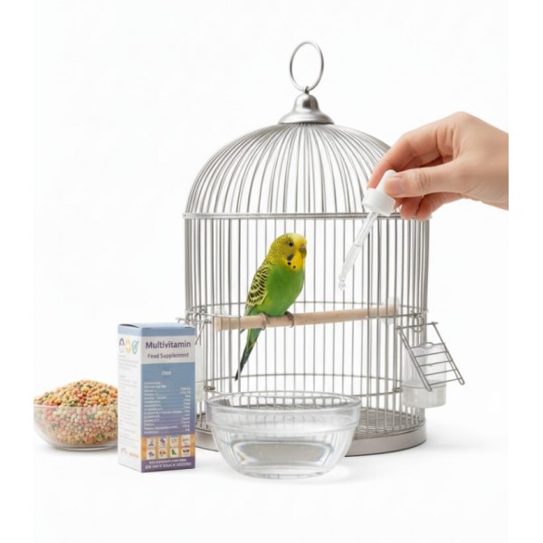Multivitamin Feed Supplement for Birds & Pets, Liquid Vitamin Drops, Supports Growth, Stress Relief & Immunity, 20 ml