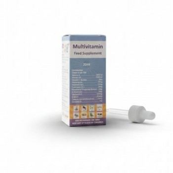 Multivitamin Feed Supplement for Birds & Pets, Liquid Vitamin Drops, Supports Growth, Stress Relief & Immunity, 20 ml