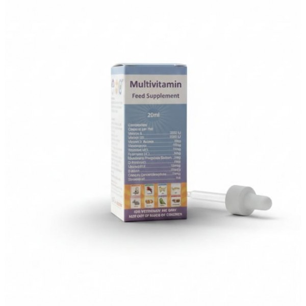 Multivitamin Feed Supplement for Birds & Pets, Liquid Vitamin Drops, Supports Growth, Stress Relief & Immunity, 20 ml