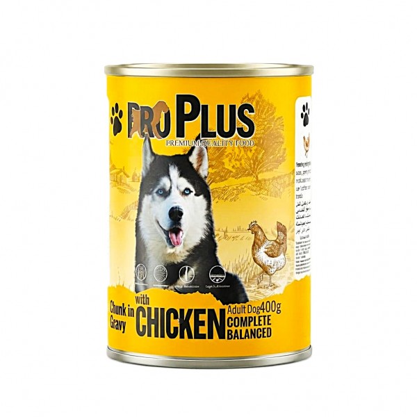 Pro Plus Premium Quality Dog Food – Chicken Chunks in Gravy, Complete Adult Nutrition, 400 g × 12 Cans Pro Plus Premium Quality Dog Food – Chicken Chunks in Gravy, Complete Adult Nutrition, 400 g × 12 Cans