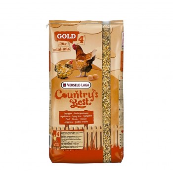 Versele-Laga Country's Best Gold 4 Mini Mix 20kg – High-Protein Complete Feed for Laying Hens & Chicks with Vitamins, Minerals, Calcium, Phytase, Natural Oils, Wheat, Maize, Soya, Sunflower